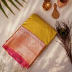 Premium Soft Silk Saree – Mustard Yellow with Rose Gold Zari Border