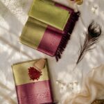 Premium Brocade Soft Silk Saree – Pastel Pistachio Green with Magenta Zari Border